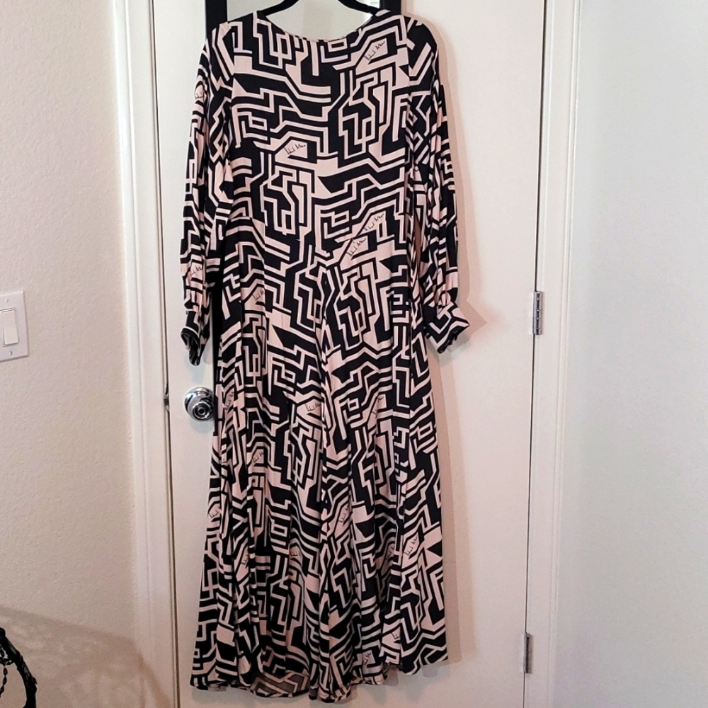 Long Beige and Black Dress